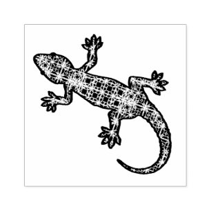 Tribal batik Gecko / Lizard Rubber Stamp