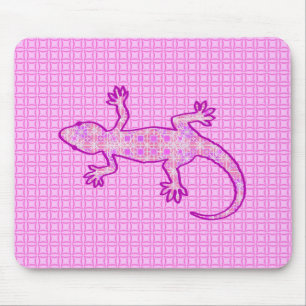 Tribal batik Gecko - orchid and shell pink Mouse Mat