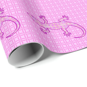 Tribal batik Gecko - orchid and shell pink Wrapping Paper
