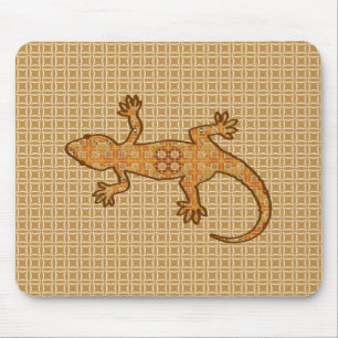 Tribal batik Gecko - rust, amber and tan Mouse Mat