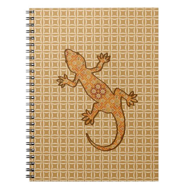 Tribal batik Gecko - rust, amber and tan Notebook (Front)