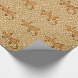 Tribal batik Gecko - rust, amber and tan Wrapping Paper