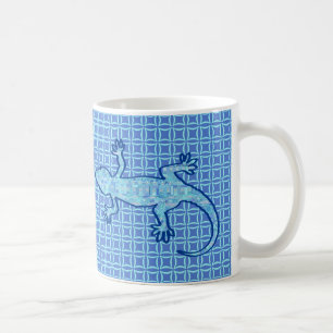 Tribal batik Gecko - soft denim blue Coffee Mug