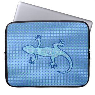 Tribal batik Gecko - soft denim blue Laptop Sleeve