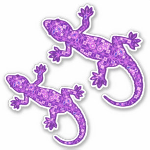 Tribal batik Gecko, Violet and Amethyst Purple