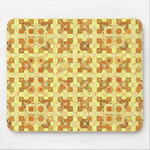 Tribal Batik - golden yellow, brown and tan Mouse Mat