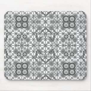 Tribal Batik - grey / grey, black and white Mouse Mat