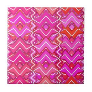 Tribal Batik in Fuchsia, Coral Pink, and Red Tile