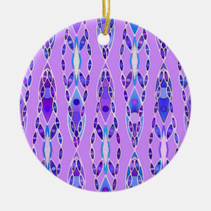 Tribal Batik - Lavender, Blue and Violet Ceramic Tree Decoration