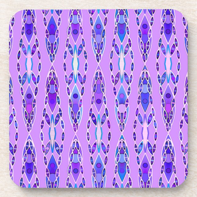 Tribal Batik - Lavender, Blue and Violet Coaster (Front)