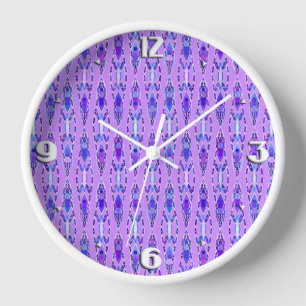 Tribal Batik - Lavender, Blue and Violet Wall Clock