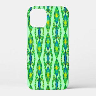 Tribal Batik - Mint, Emerald Green and Blue iPhone 12 Mini Case