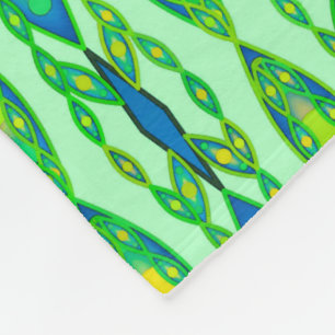 Tribal Batik - Mint, Emerald Green and Blue Fleece Blanket
