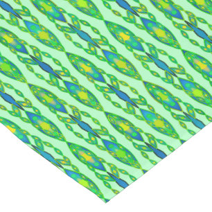 Tribal Batik - Mint, Emerald Green and Blue Short Table Runner