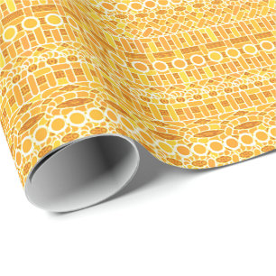 Tribal Batik - mustard gold and orange Wrapping Paper