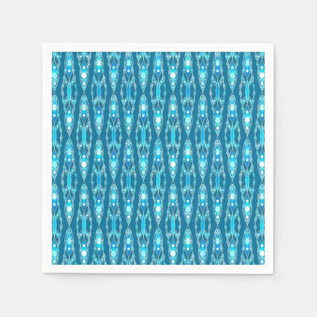 Tribal Batik - Ocean Blue and Aqua Napkin (Front)