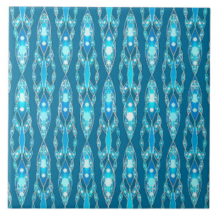 Tribal Batik - Ocean Blue and Aqua Tile