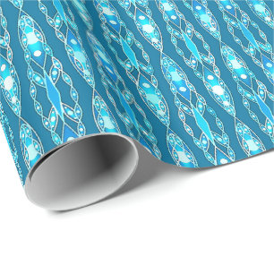 Tribal Batik - Ocean Blue and Aqua Wrapping Paper