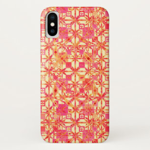 Tribal Batik - orange, coral pink and fuchsia iPhone X Case