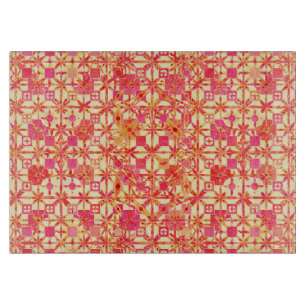 Tribal Batik - orange, coral pink and fuchsia Cutting Board