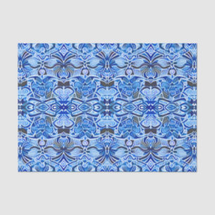Tribal Batik Pattern in Indigo Blue and White   Tissue Paper