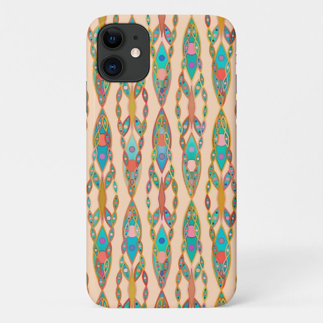Tribal Batik - Peach Pink and Turquoise Case-Mate iPhone Case (Back)