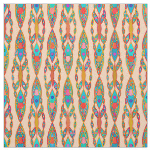Tribal Batik - Peach Pink and Turquoise Fabric