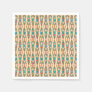 Tribal Batik - Peach Pink and Turquoise Napkin