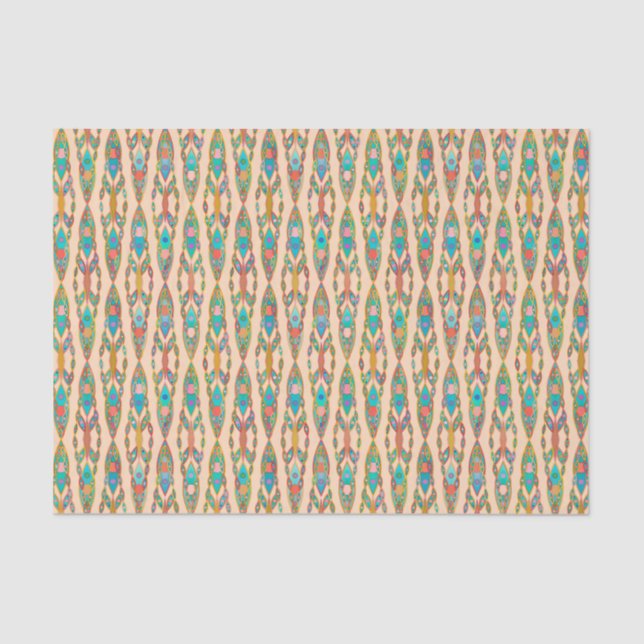 Tribal Batik - Peach Pink and Turquoise Tissue Paper (Front)