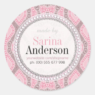 Tribal Batik Pink Pattern Made By Labels Stickers