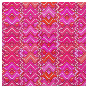 Tribal Batik Print, Fuchsia, Coral Pink, and Red Fabric