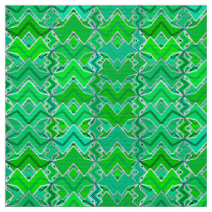 Tribal Batik Print, Jade Green and Lime Green Fabric