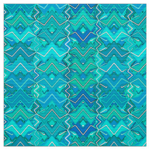 Tribal Batik Print, Turquoise, Aqua and Seafoam Fabric