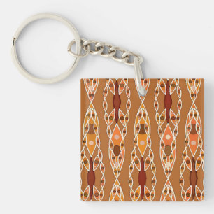 Tribal Batik - Rust, Terracotta and Beige Key Ring