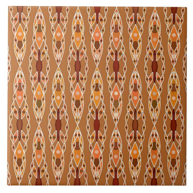 Tribal Batik - Rust, Terracotta and Beige Tile (Front)