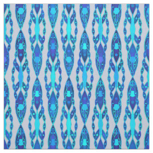 Tribal Batik - Sapphire Blue and Silver Grey Fabric