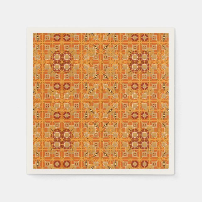 Tribal Batik - shades of amber and brown Napkin (Front)
