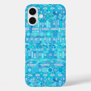 Tribal Batik - shades of blue iPhone 16 Plus Case