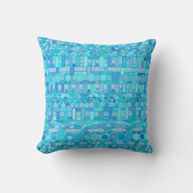 Tribal Batik - shades of blue Cushion (Front)