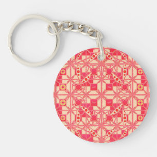 Tribal Batik - shades of coral pink Key Ring