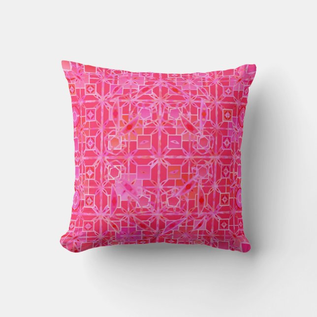 Tribal Batik - shades of fuchsia pink Cushion (Front)