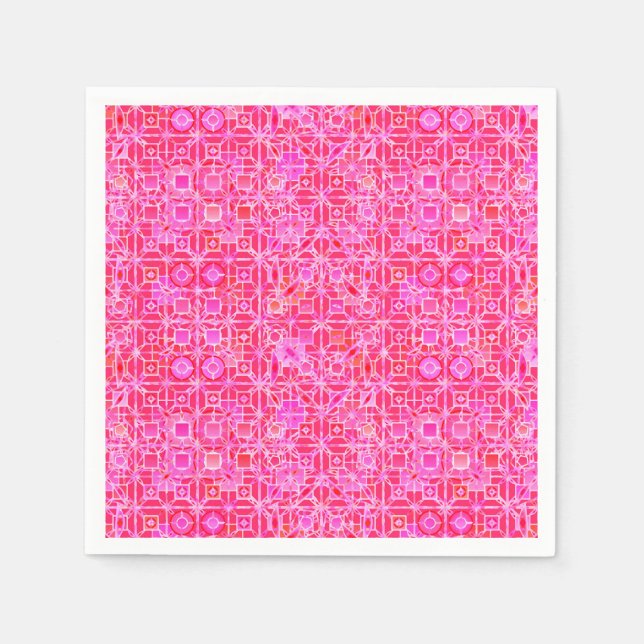 Tribal Batik - shades of fuchsia pink Napkin (Front)
