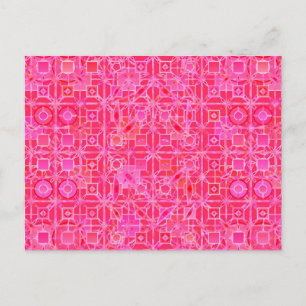 Tribal Batik - shades of fuchsia pink Postcard