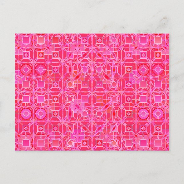 Tribal Batik - shades of fuchsia pink Postcard (Front)
