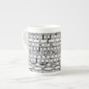 Tribal Batik - shades of grey / grey Bone China Mug