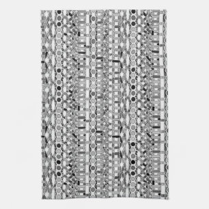 Tribal Batik - shades of grey / grey Tea Towel