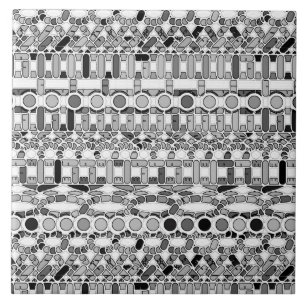Tribal Batik - shades of grey / grey Tile