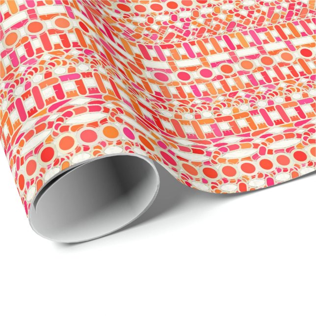 Tribal Batik - shades of orange and pink Wrapping Paper (Roll Corner)