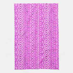 Tribal Batik - shades of orchid and violet Tea Towel