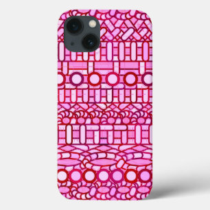 Tribal Batik - shades of pink and burgundy iPhone 13 Case